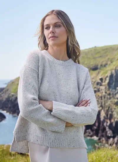 Cashmere Fleck Crew Neck Sweater